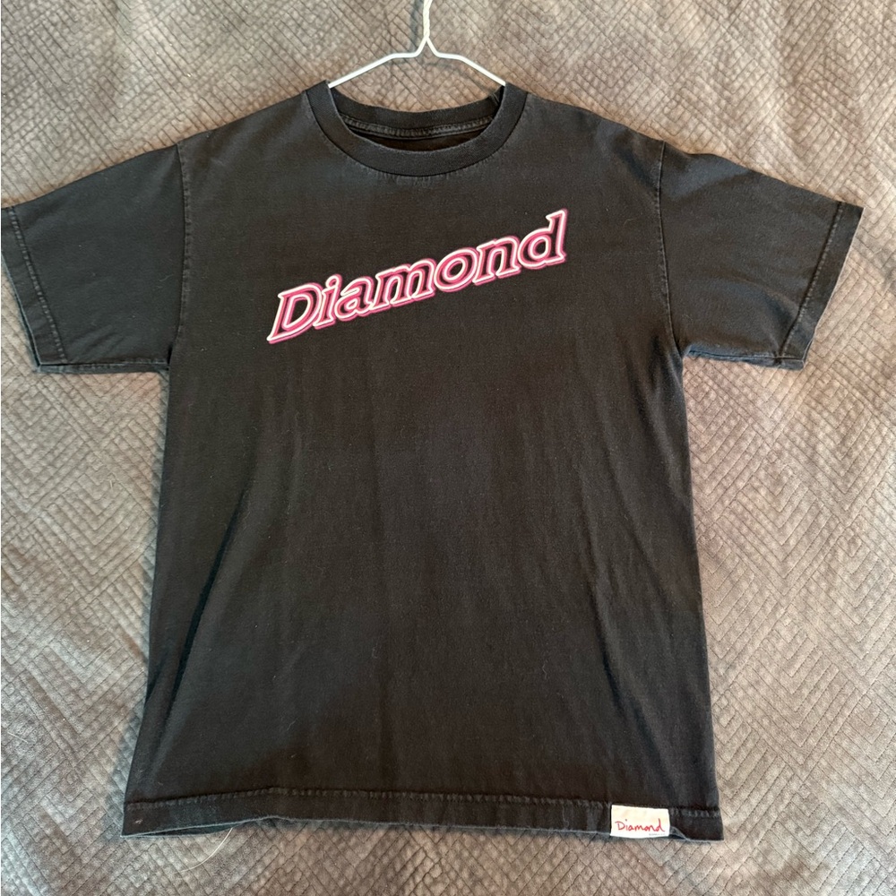 Diamond Supply Co Black and Pink Short Sleeve Tee